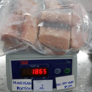 Frozen Mahi Mahi Portions, skinless, boneless, vacuum packed.