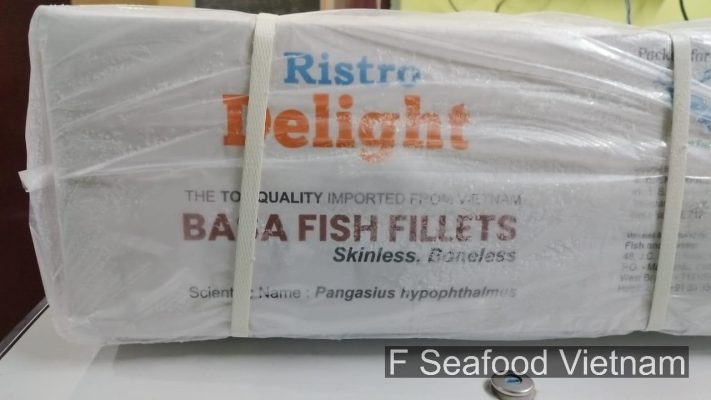 An importer's photo of inspected pangasius fillet, confirming high-quality basa fish fillet ready for distribution.
