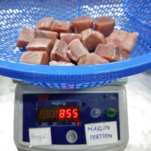 IQF Frozen Marlin Cubes, skinless and boneless, from F Seafood Vietnam for wholesale export.
